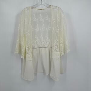 Andree By‎ Unit Womens Lace Jacket Size S Cream Sheer Festival Boho Open Front